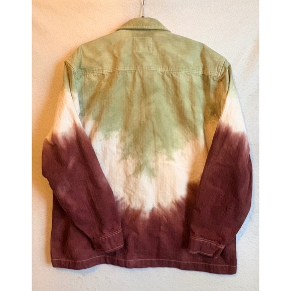 BDG Urban Outfitters Herringbone Tie Dye Long Sleeve Button Up Shirt Shacket L - Picture 2 of 7
